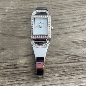Anne Klein Silver and Crystal Bracelet Watch